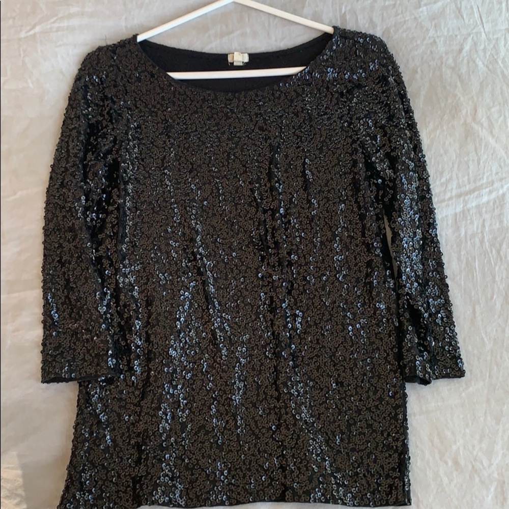 Jcrew Black Sequin Top Size S